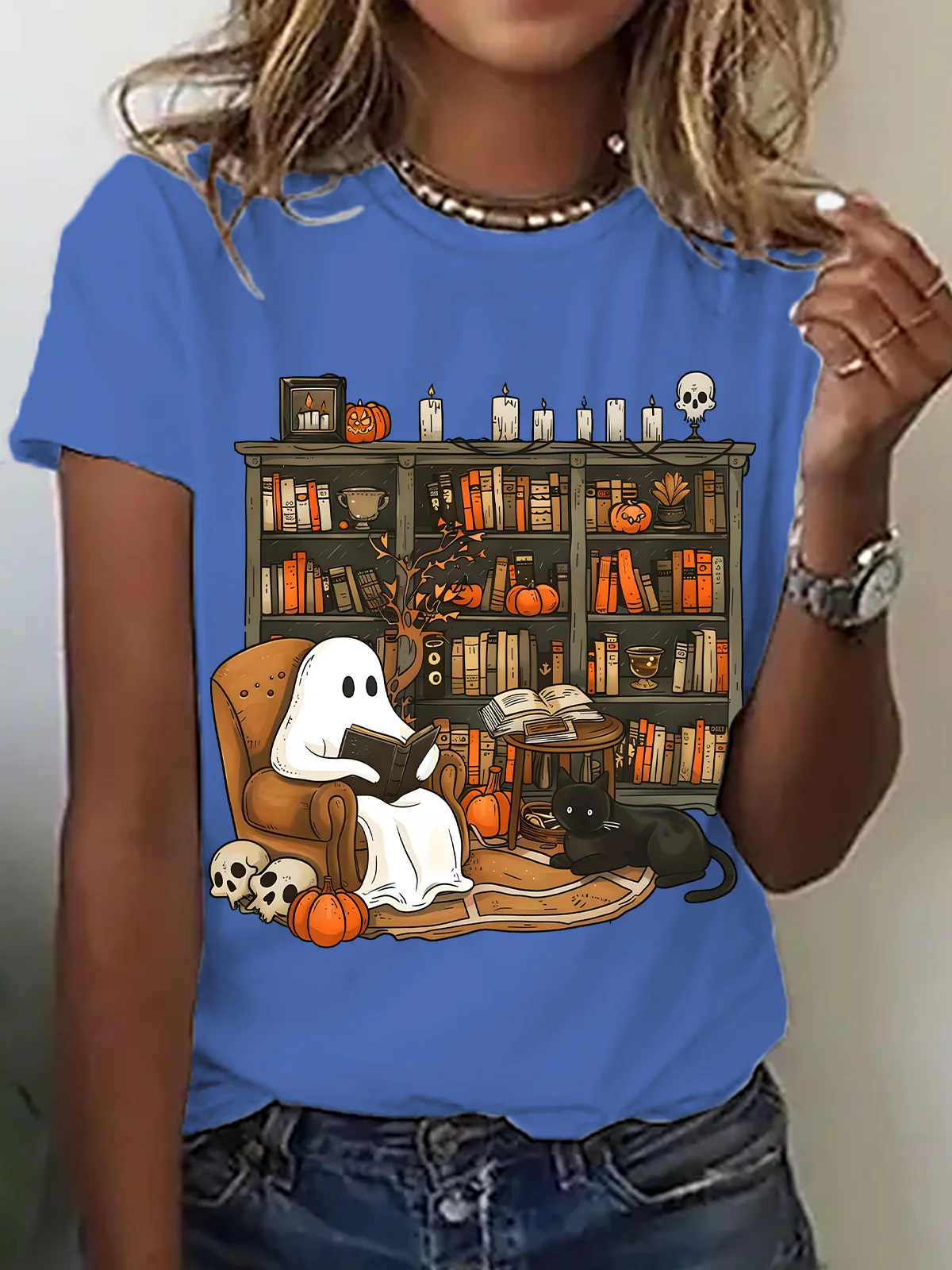 Lässig Halloween Rundhals Kurzarm T-Shirt