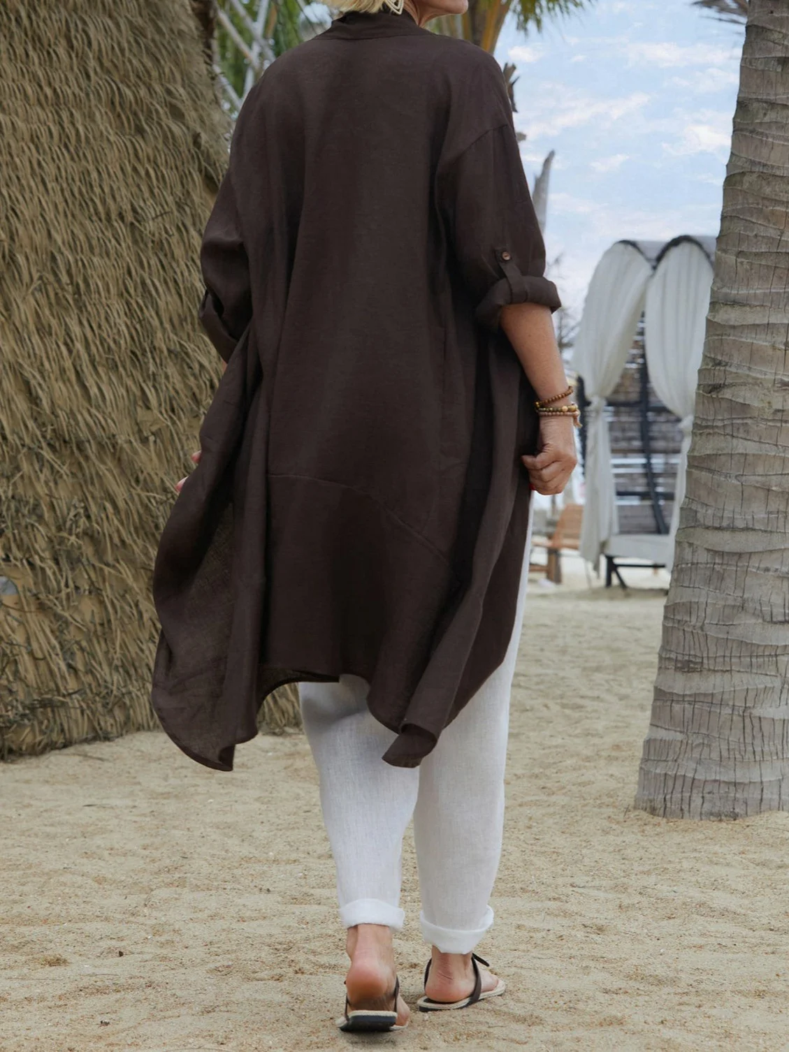 Damen Frühling/Herbst Oberbekleidung Retro Nahtverarbeitung Unifarben Dreiviertelärmel Wickeln Jacke