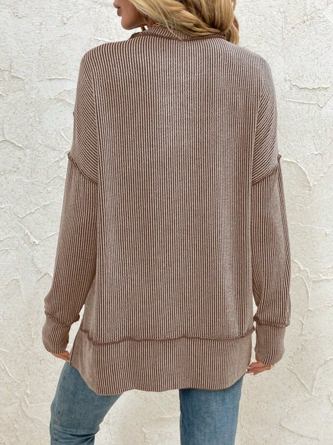 Lässig Rundhals Unifarben Sweatshirt