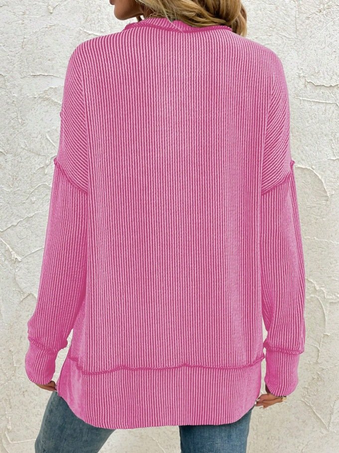 Lässig Rundhals Unifarben Sweatshirt