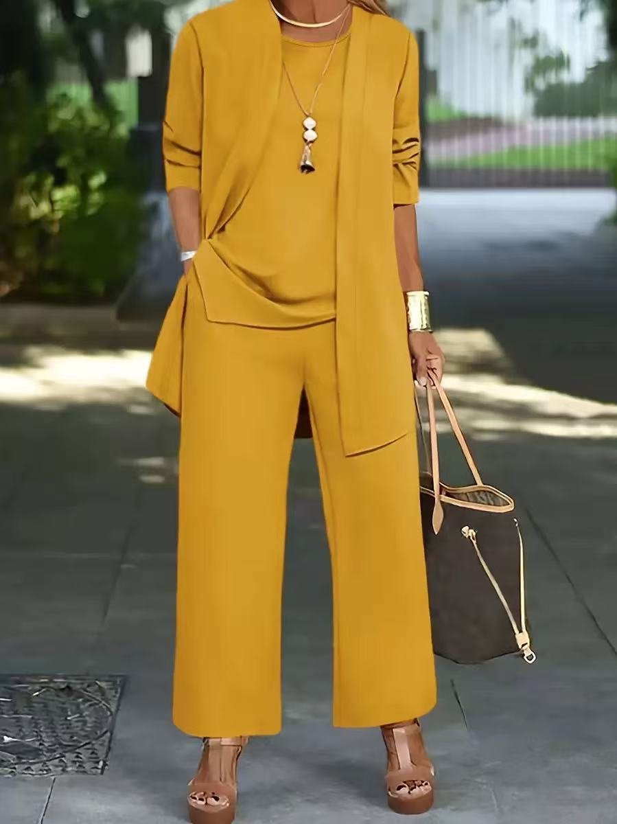 Damen Unifarben Nahtverarbeitung Matching Kostüm Pendeln Langarm Lässig Frühling/Herbst Mehrteiliges Set Matching Set