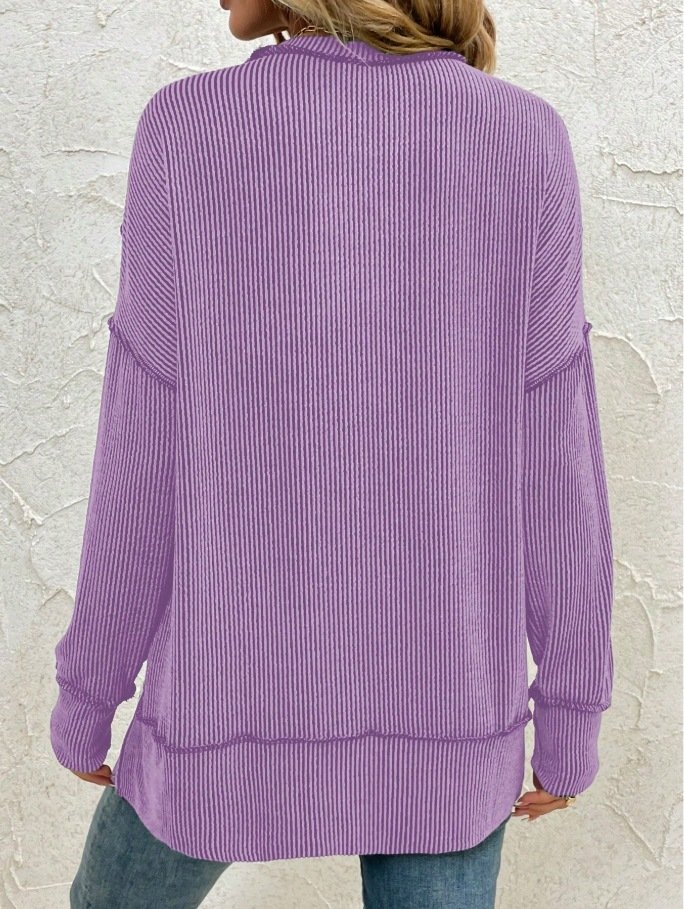Lässig Rundhals Unifarben Sweatshirt