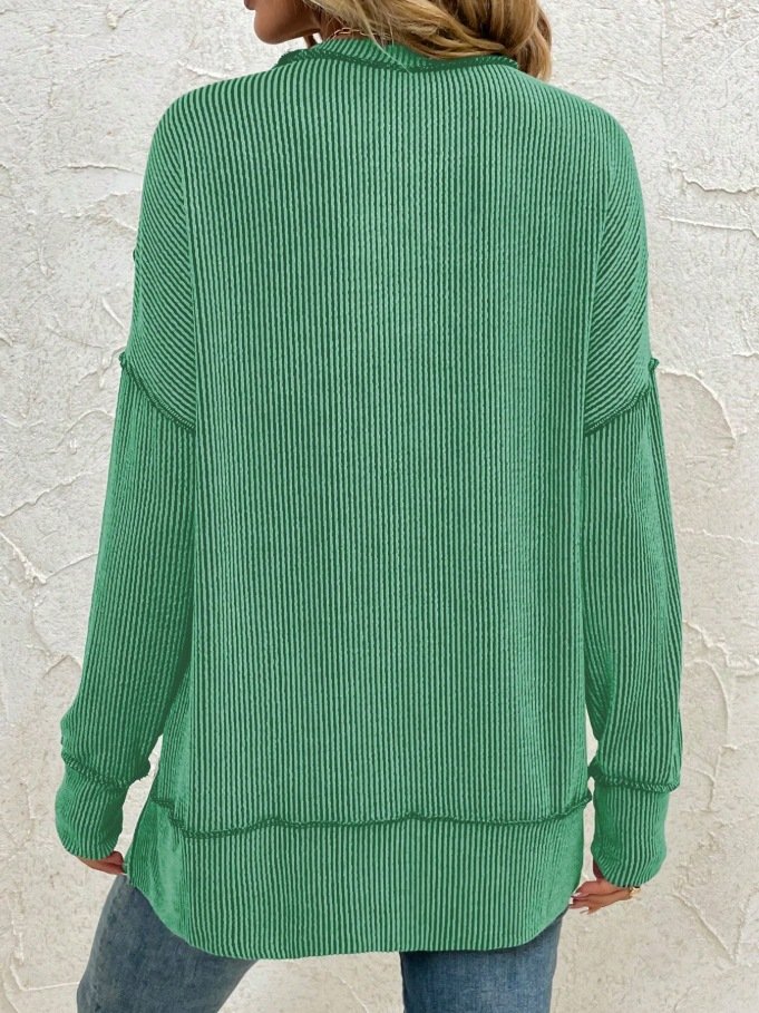 Lässig Rundhals Unifarben Sweatshirt