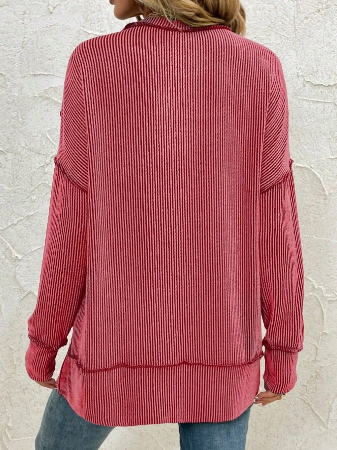 Lässig Rundhals Unifarben Sweatshirt