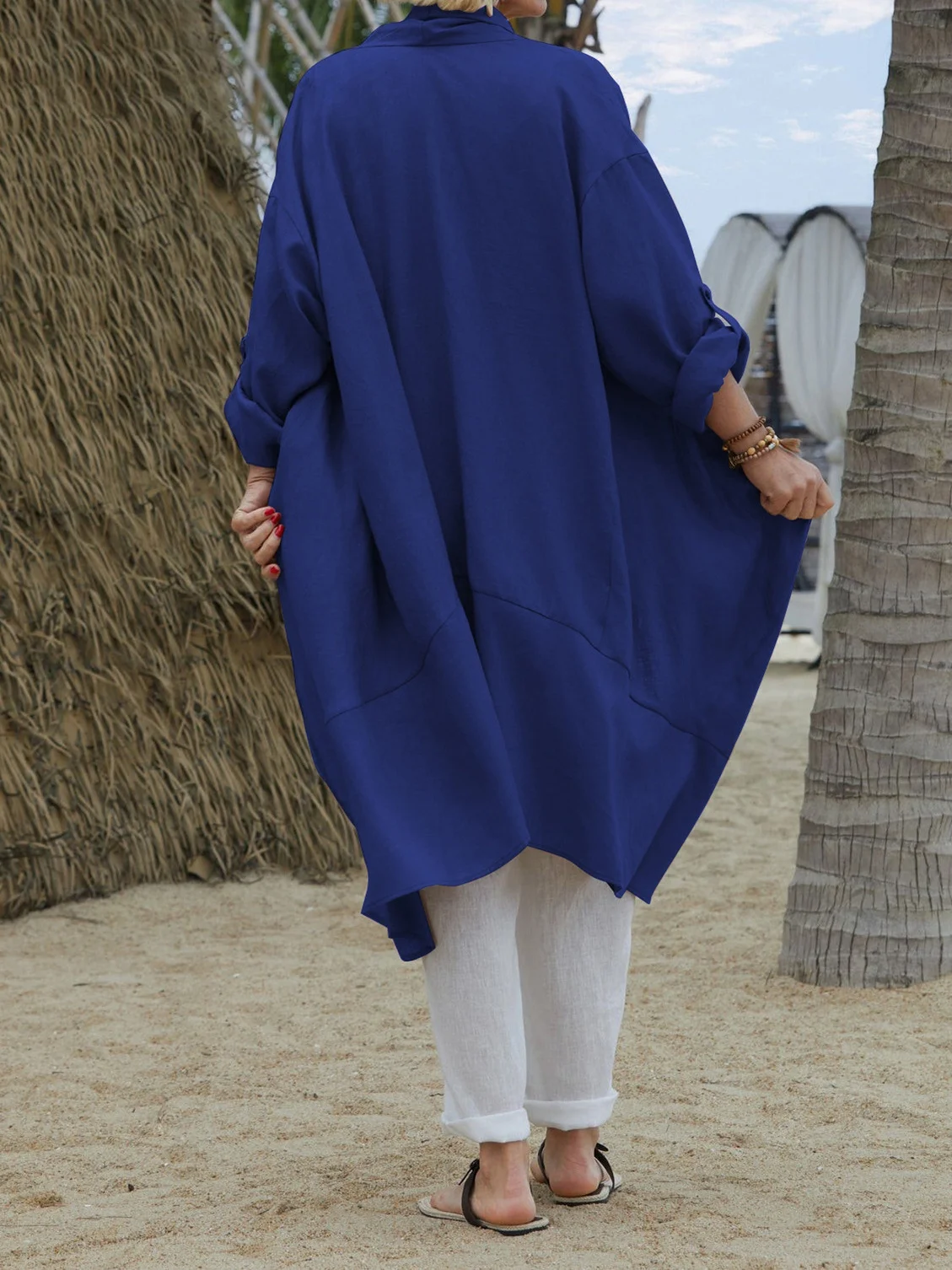 Damen Frühling/Herbst Oberbekleidung Retro Nahtverarbeitung Unifarben Dreiviertelärmel Wickeln Jacke