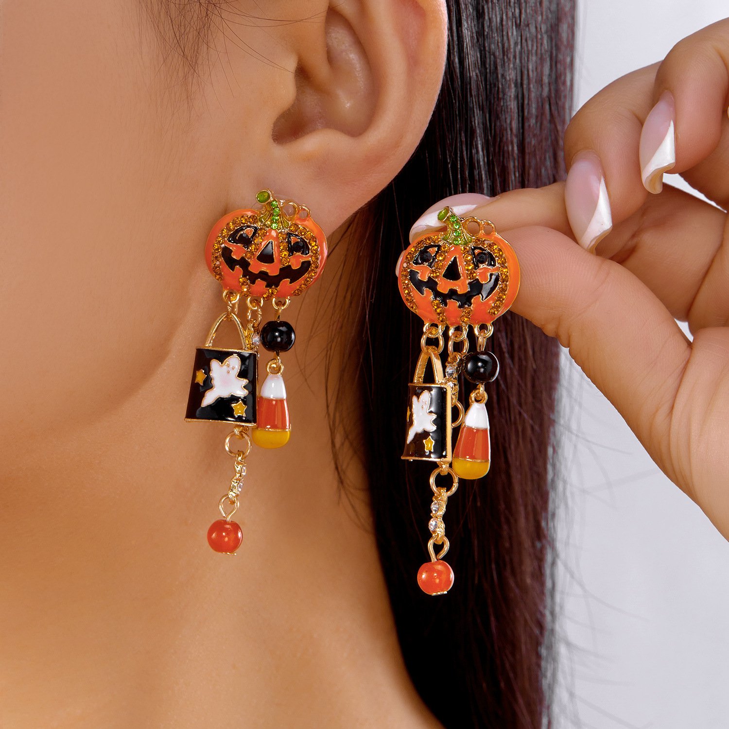 Halloween Ohrringe Kürbis Gothisch Quaste Damen Ohrringe