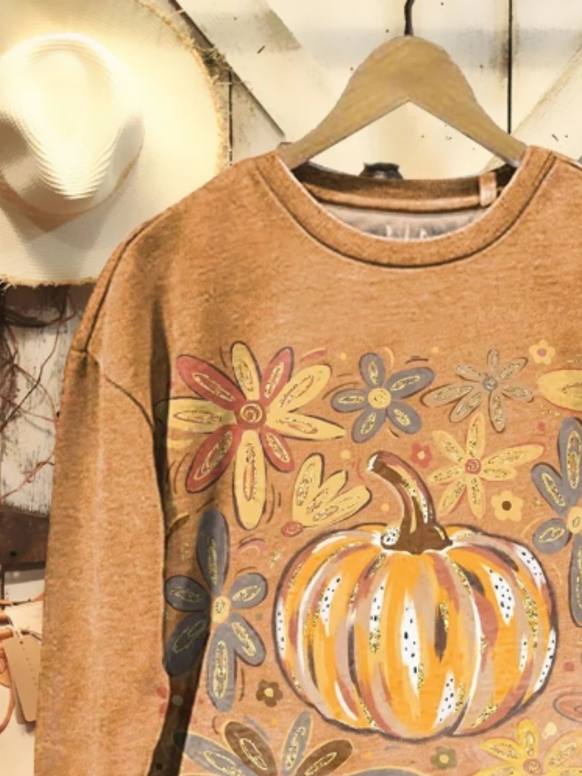 Retro Rundhals Halloween (Kürbis) Sweatshirt