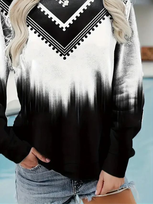 Lässig Rundhals Abstrakt Sweatshirt Print