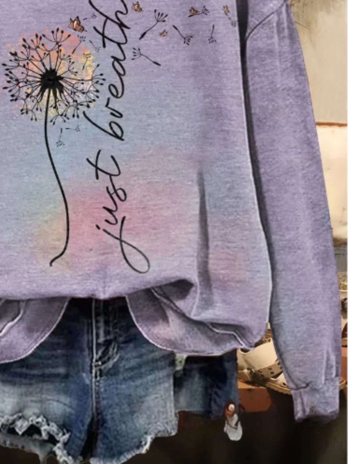 Lässig Rundhals Löwenzahn Sweatshirt