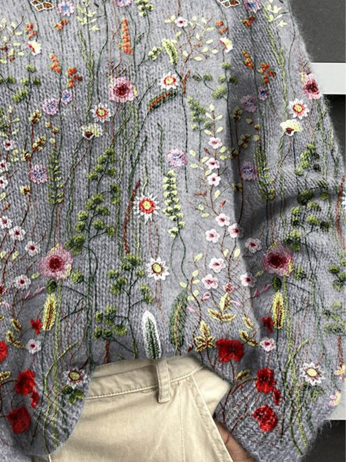 Damen Geblümt Langarm Bequem Lässig Pullover