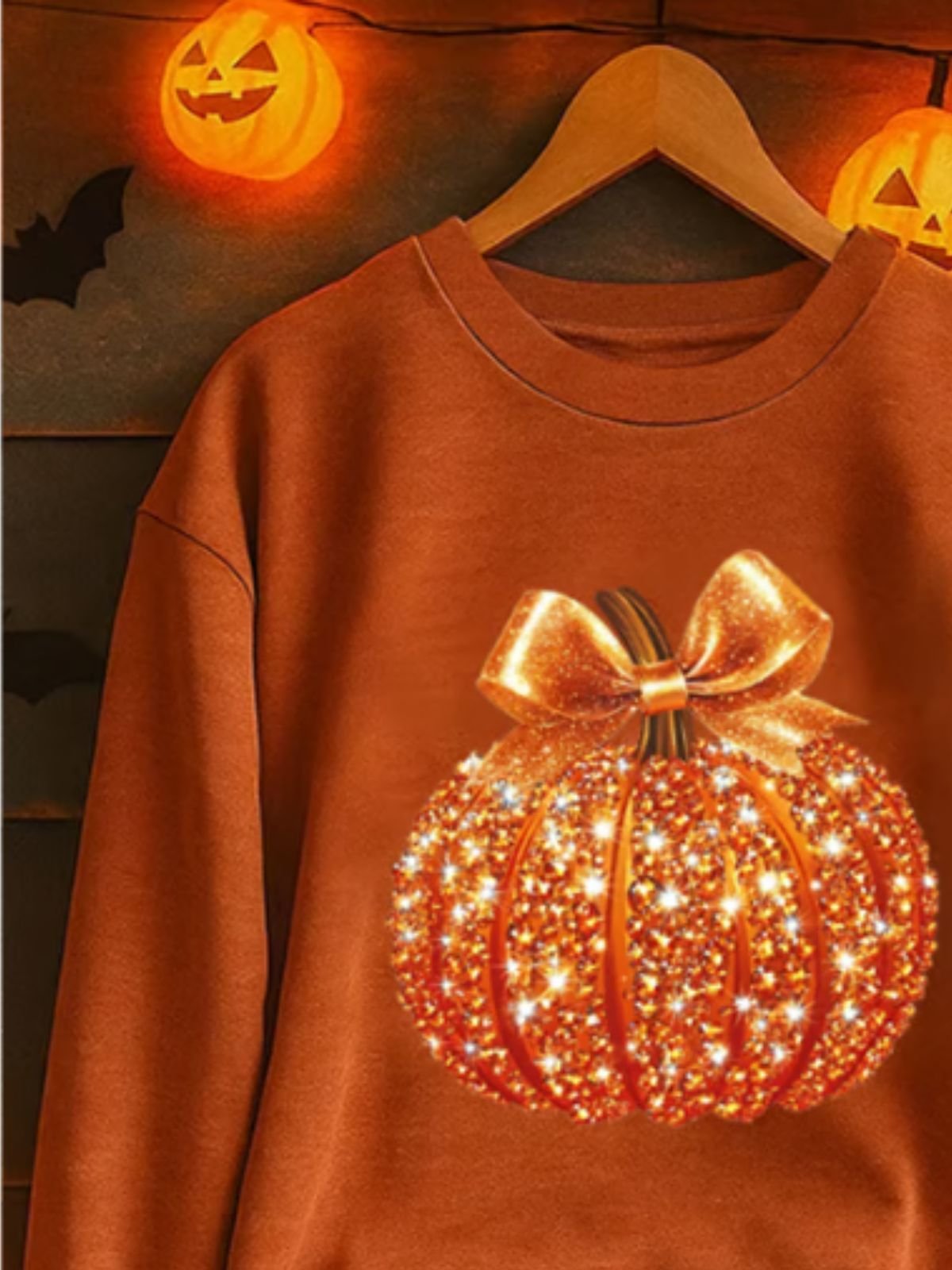 Retro Rundhals Halloween (Kürbis) Sweatshirt