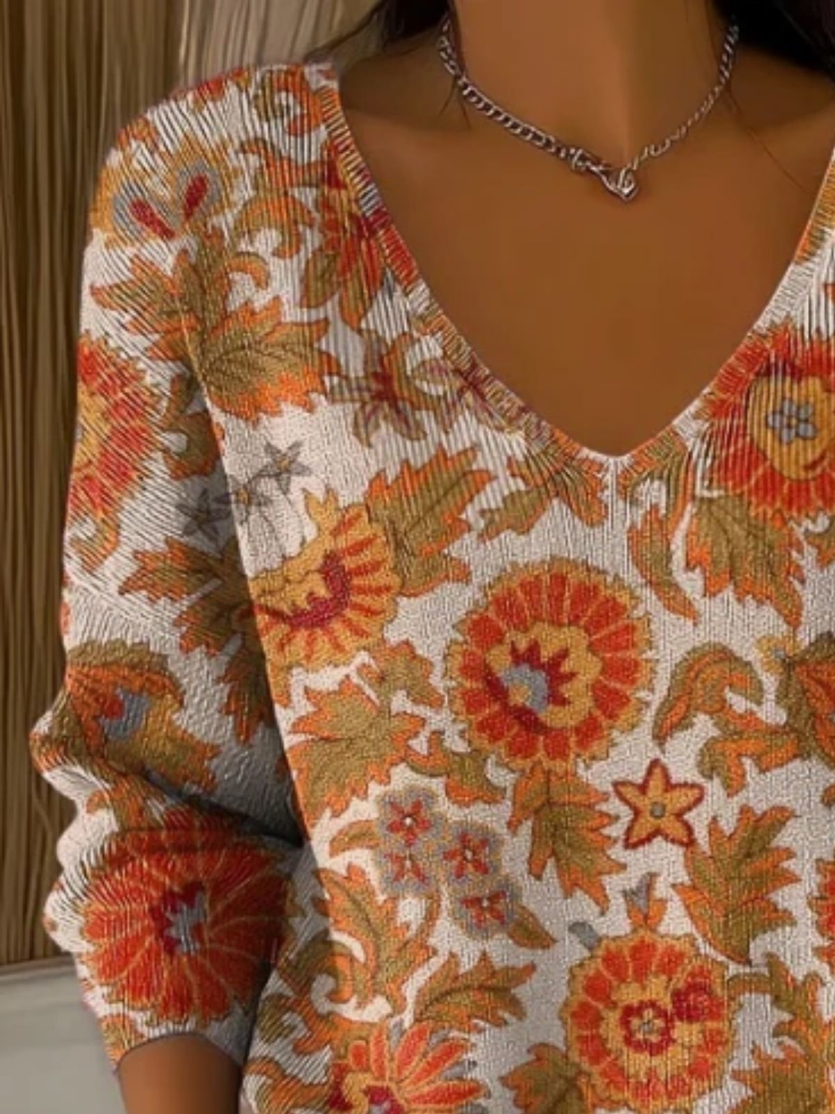 Damen Baumwolle Geblümt Langarm Bequem Lässig Pullover