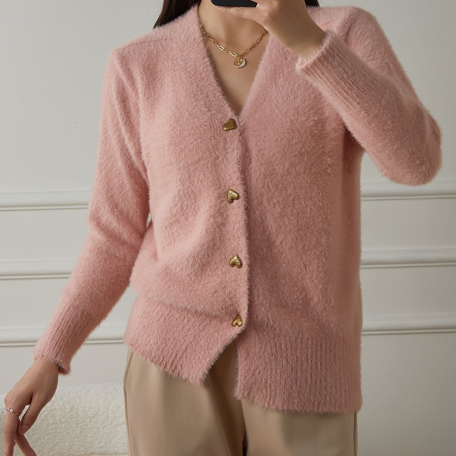 Damen Baumwolle Unifarben Langarm Bequem Lässig Pullover