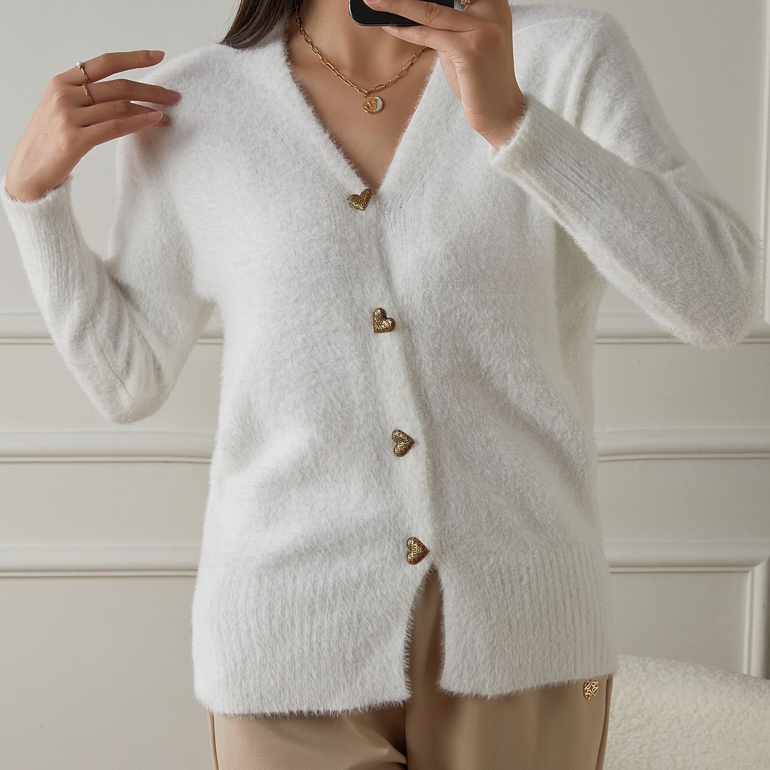 Damen Baumwolle Unifarben Langarm Bequem Lässig Pullover