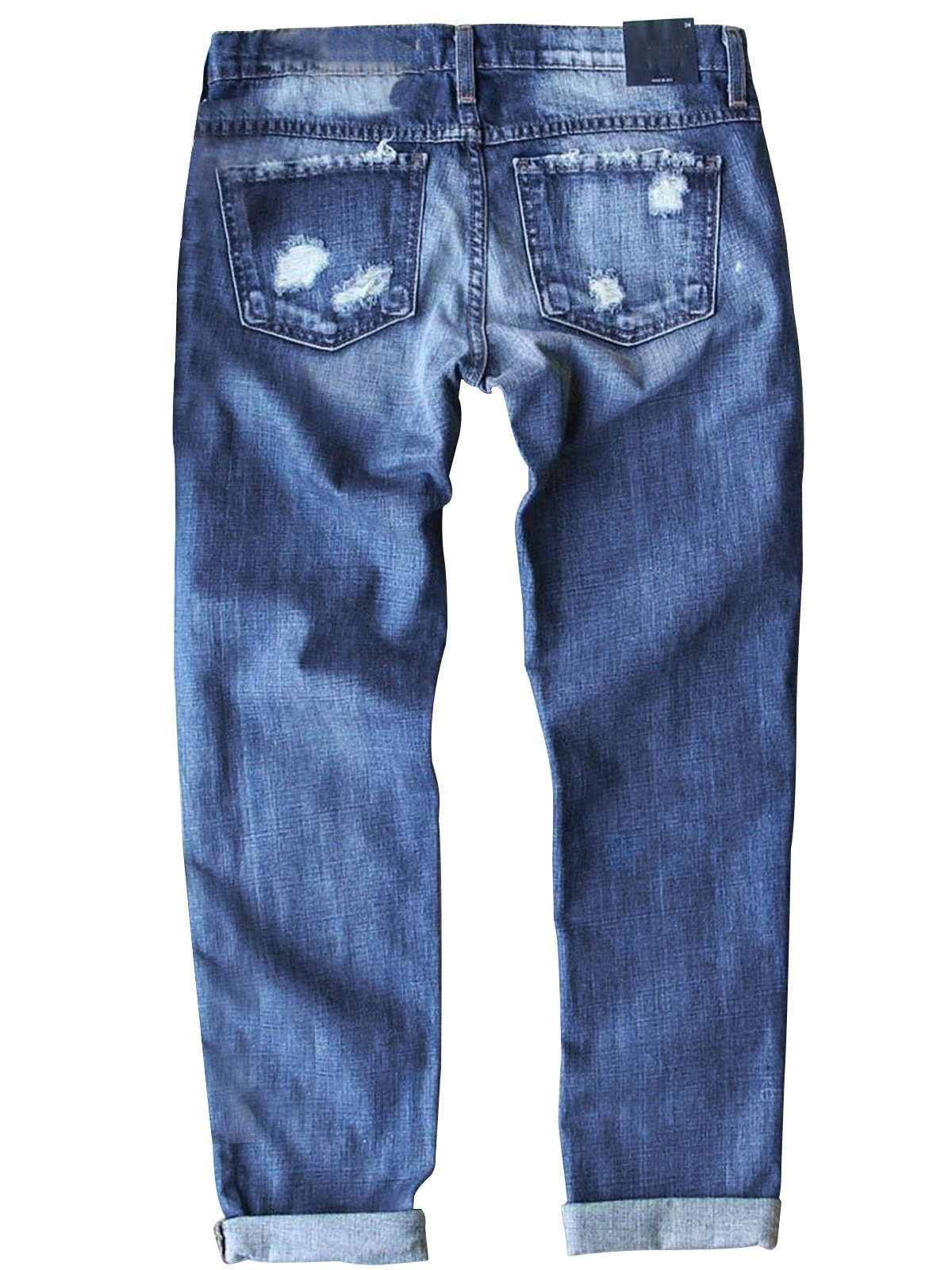 Straße Leopard Fashion schmal geschnitten Print Patchwork Zerrissen Jeans