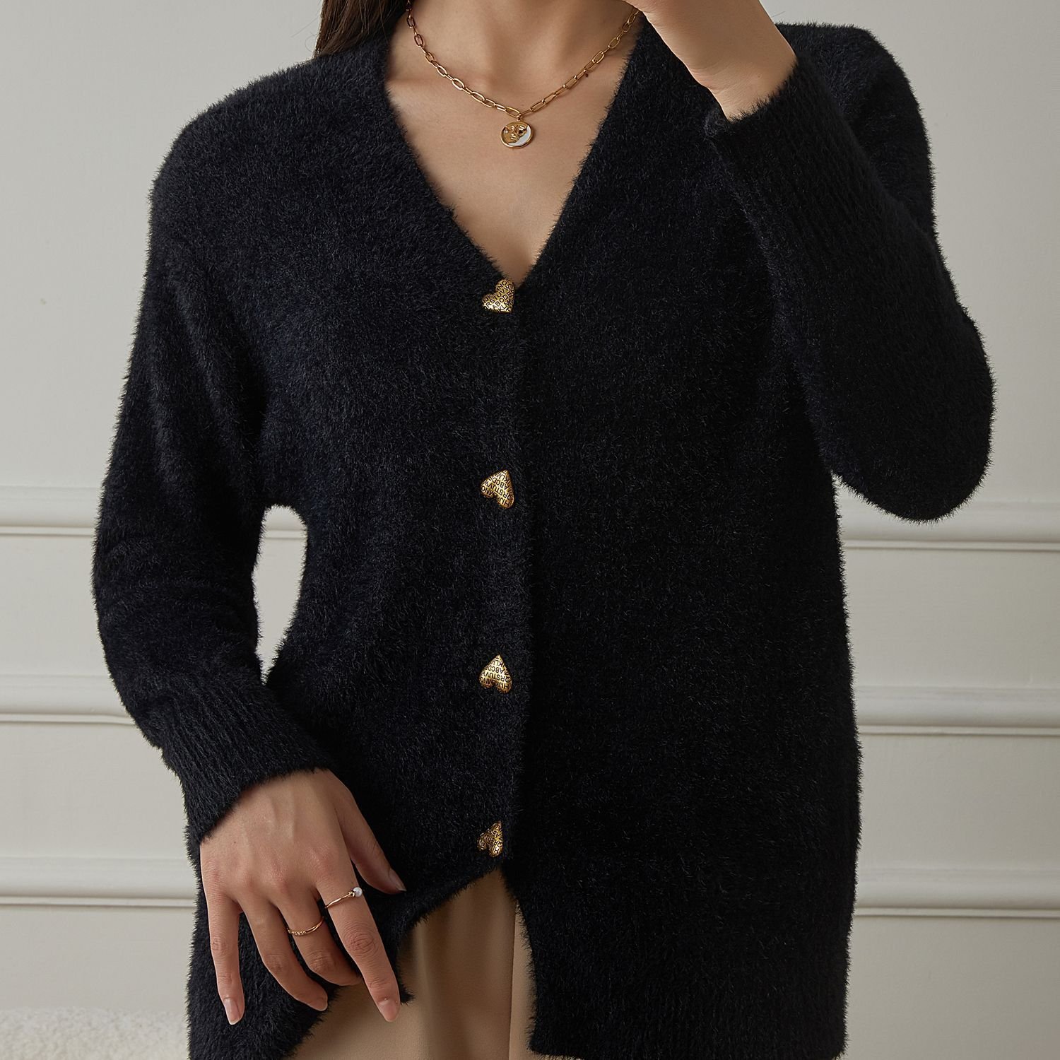 Damen Baumwolle Unifarben Langarm Bequem Lässig Pullover
