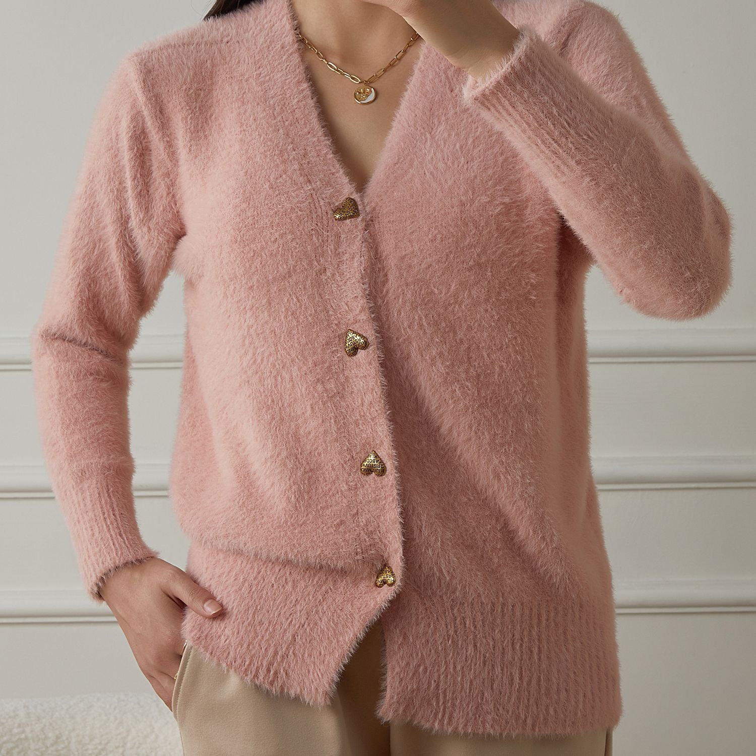 Damen Baumwolle Unifarben Langarm Bequem Lässig Pullover