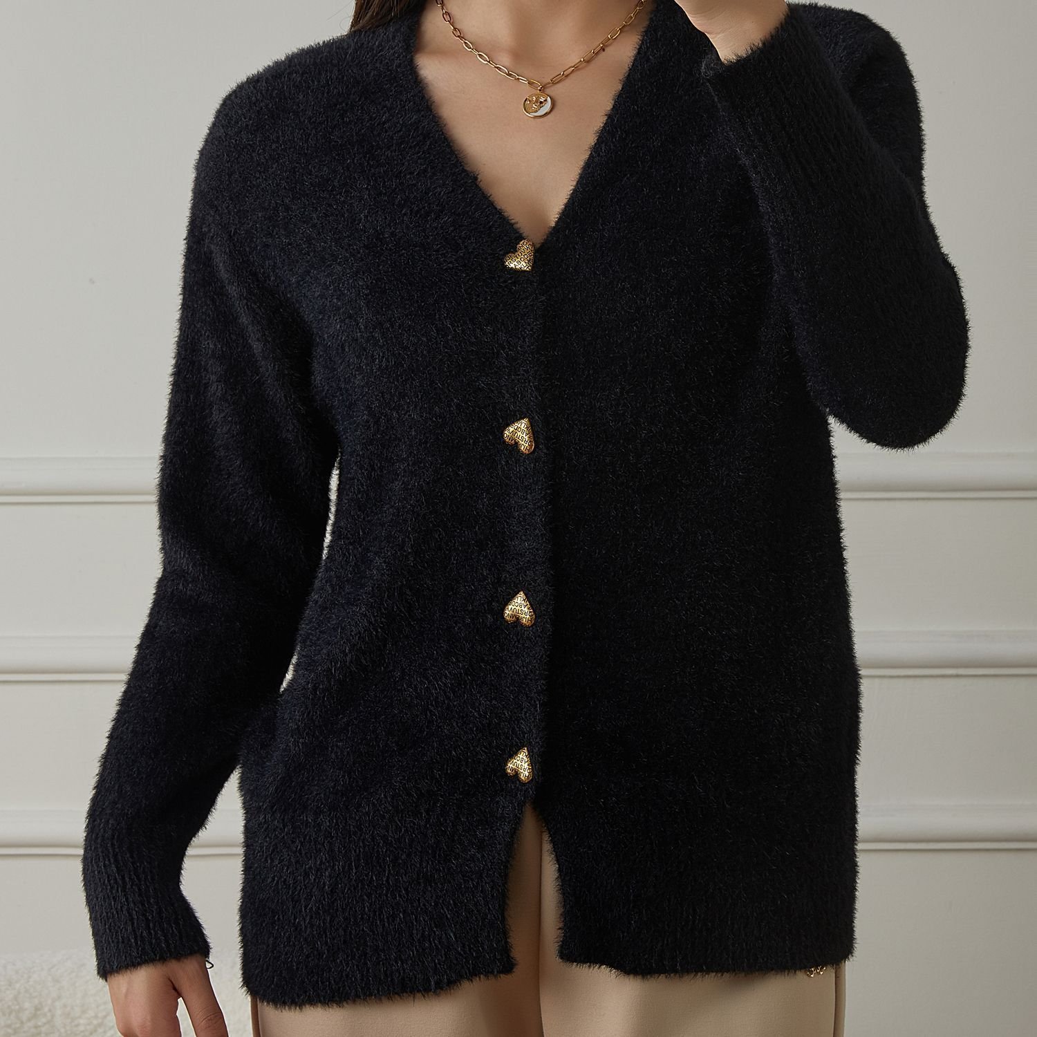Damen Baumwolle Unifarben Langarm Bequem Lässig Pullover
