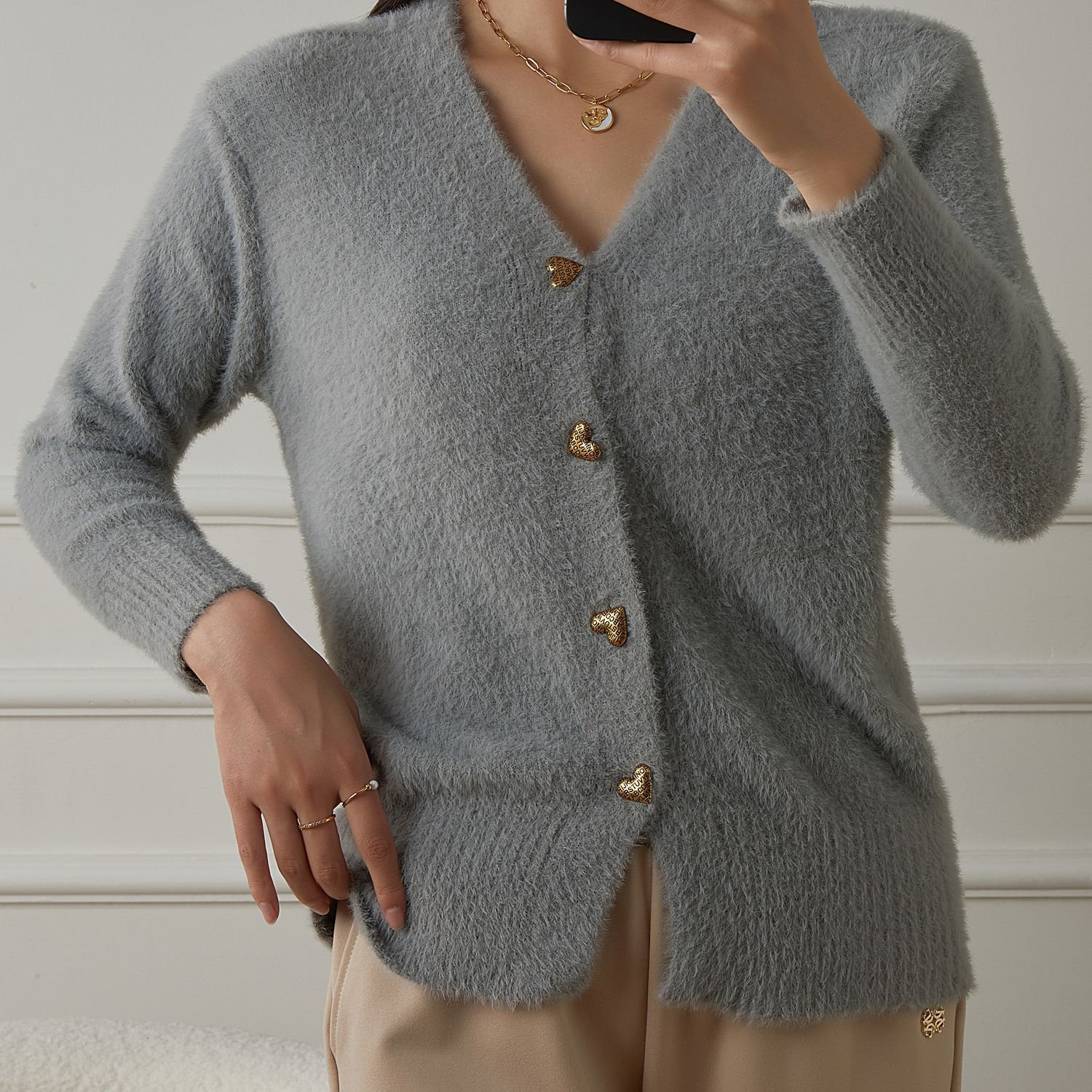 Damen Baumwolle Unifarben Langarm Bequem Lässig Pullover