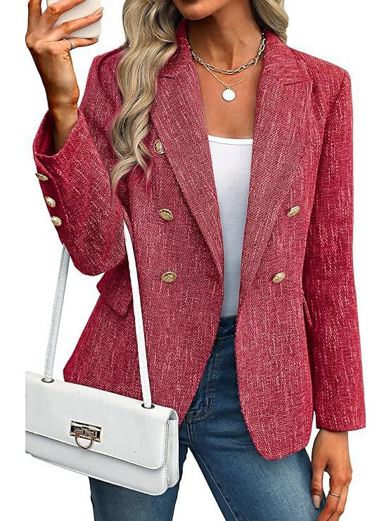 Damen Unifarben Frühling/Herbst Oberbekleidung Lässig Langarm Schalkragen Regelmäßig Blazer