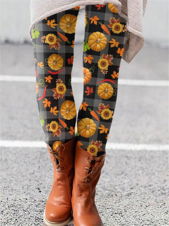 Damen Kariert Retro Alle Jahreszeiten Lang Leggings