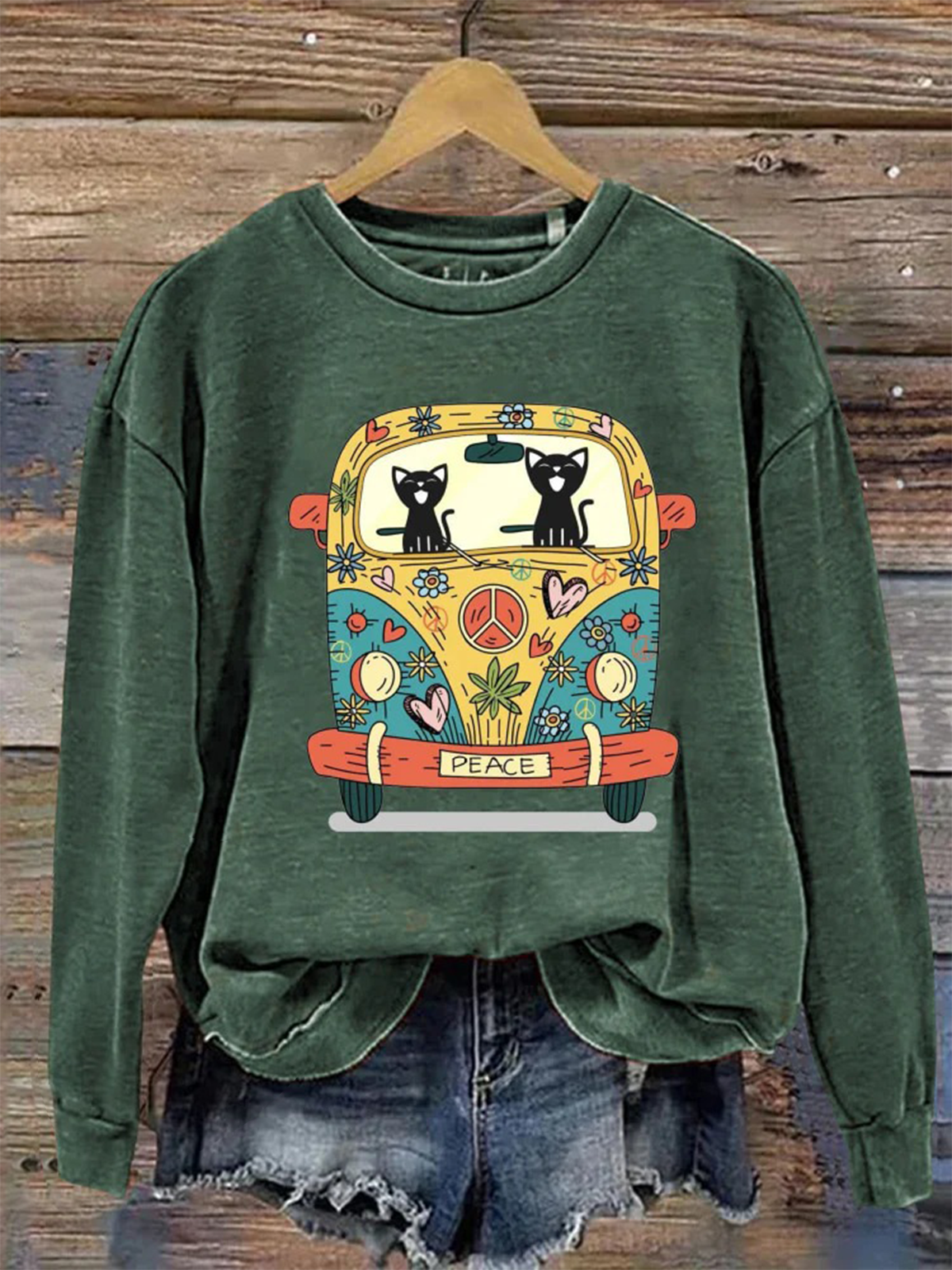 Retro Rundhals Tier Sweatshirt