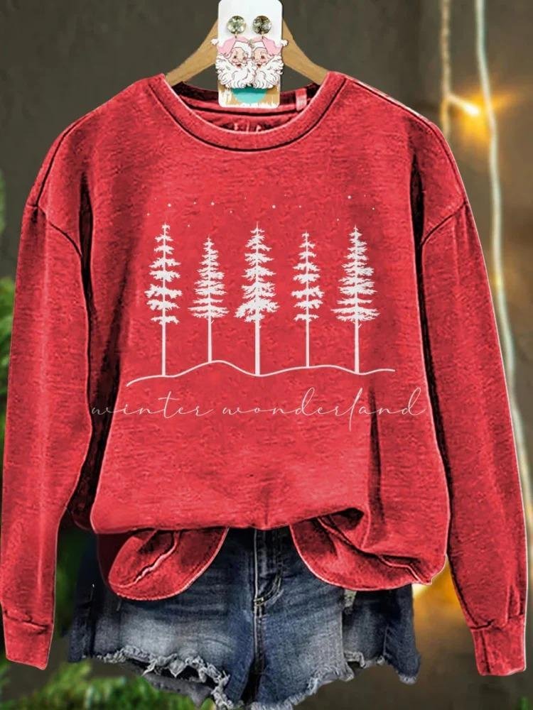 Retro Rundhals Weihnachtsbaum Sweatshirt