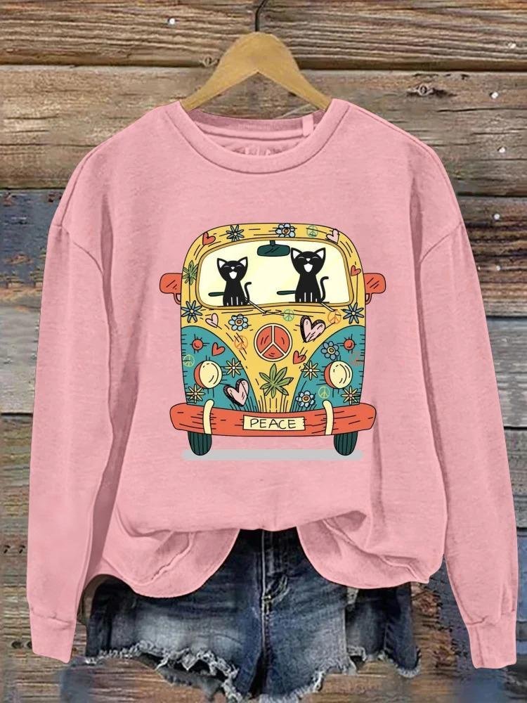 Retro Rundhals Tier Sweatshirt