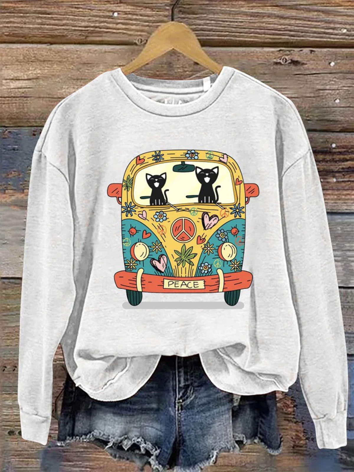 Retro Rundhals Tier Sweatshirt