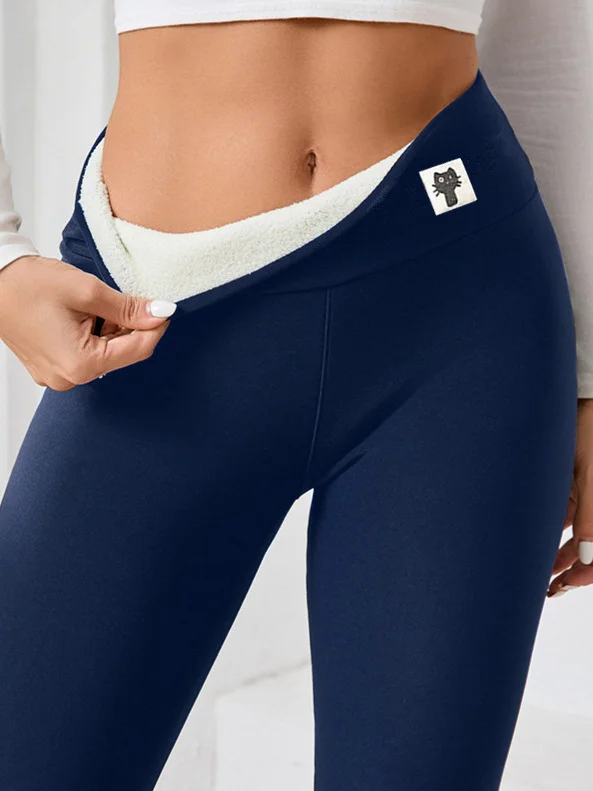 Damen Unifarben Lässig Winter Lang Leggings