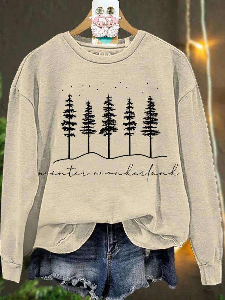 Retro Rundhals Weihnachtsbaum Sweatshirt