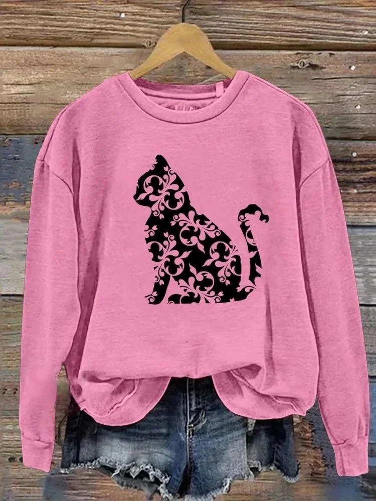 Retro Rundhals Tier Sweatshirt