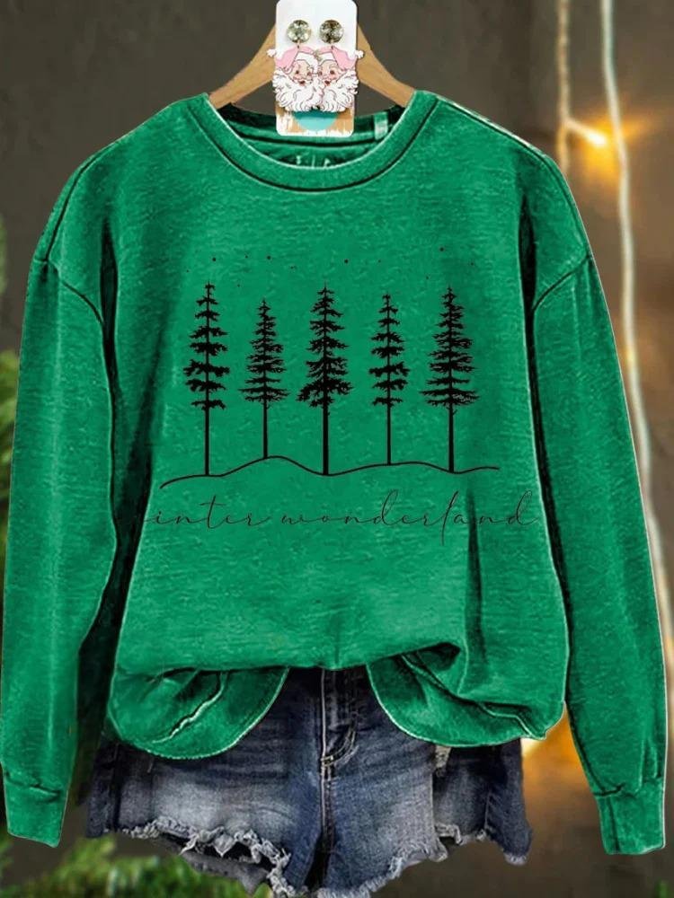 Retro Rundhals Weihnachtsbaum Sweatshirt