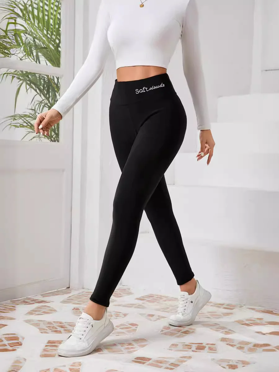 Damen Unifarben Lässig Winter Lang Leggings