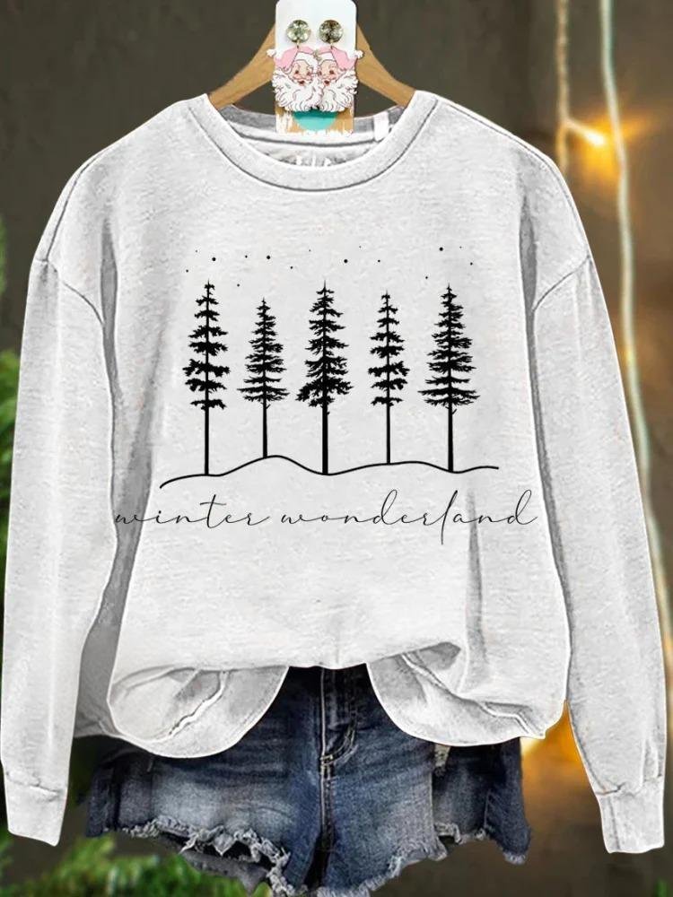 Retro Rundhals Weihnachtsbaum Sweatshirt