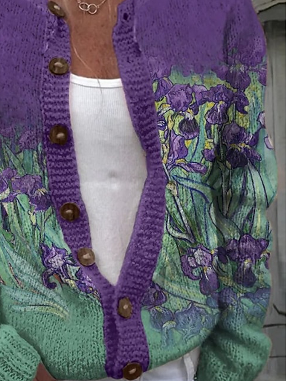 Damen Wolle/Stricken Geblümt Langarm Bequem Lässig Strickjacke