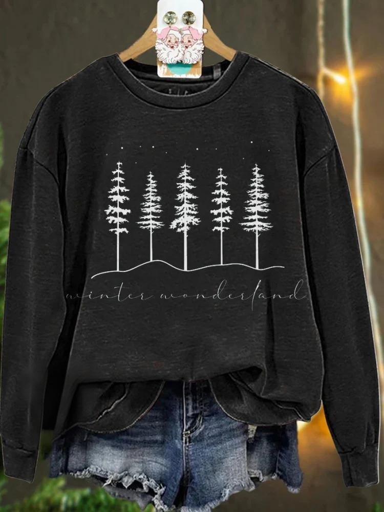 Retro Rundhals Weihnachtsbaum Sweatshirt