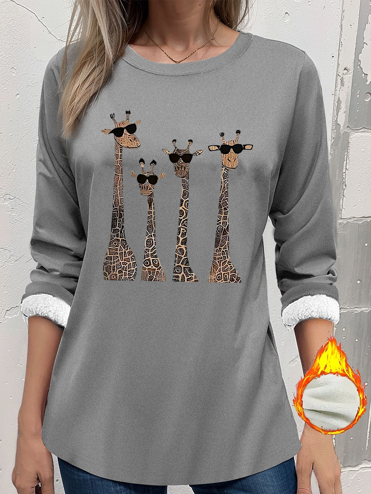 Retro Rundhals Tier Bild Sweatshirt