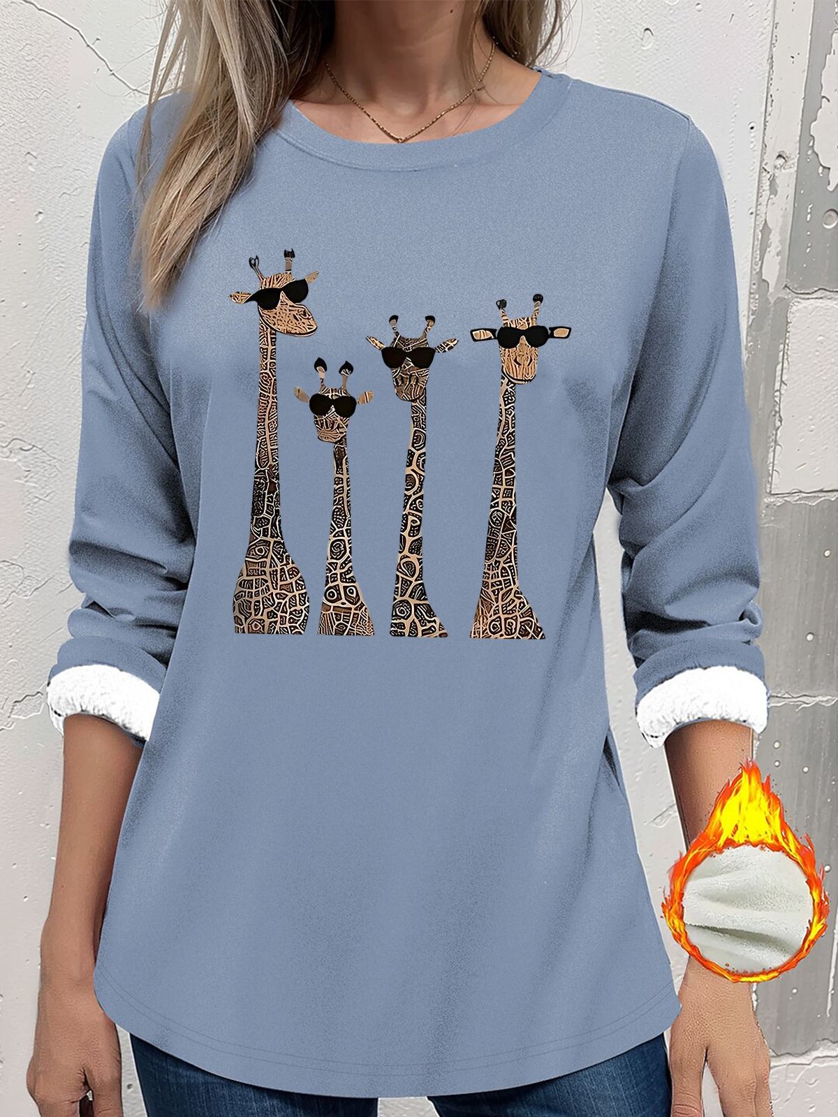 Retro Rundhals Tier Bild Sweatshirt