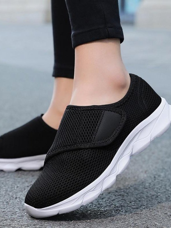 Lässig Unifarben Haken und Schleife Niedrig Fliegen Sie gewebte Schuhe Nahtverarbeitung