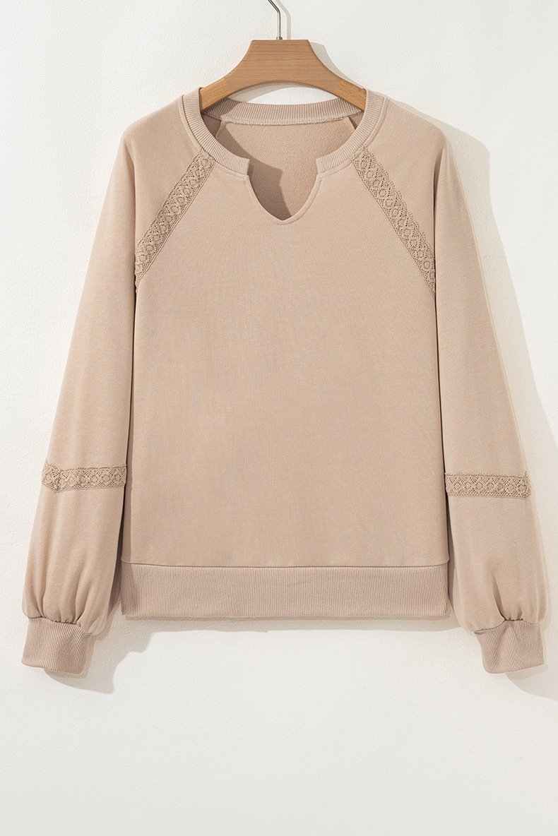Lässig V-Ausschnitt Farbblock Sweatshirt