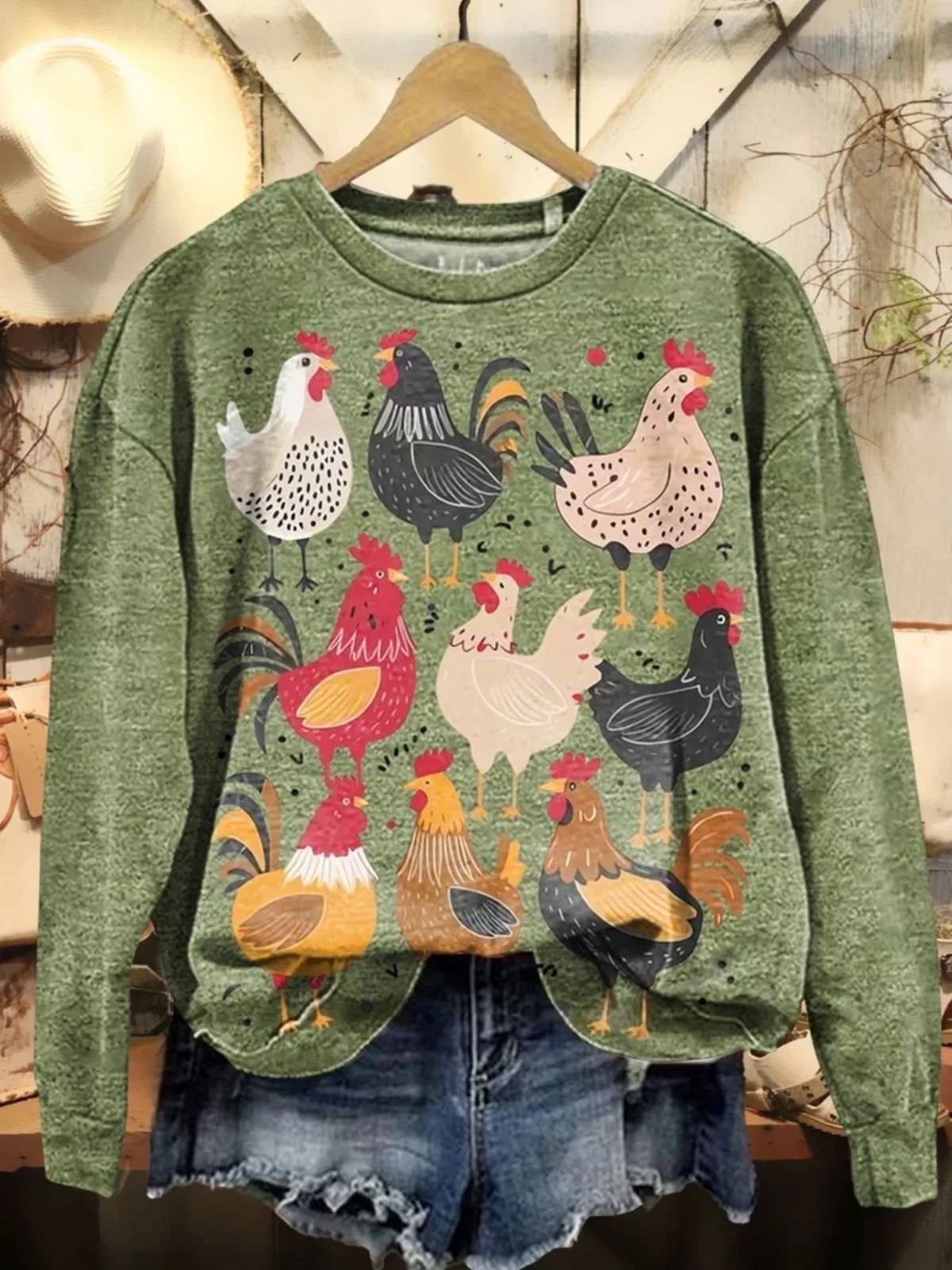 Retro Rundhals Tier Sweatshirt