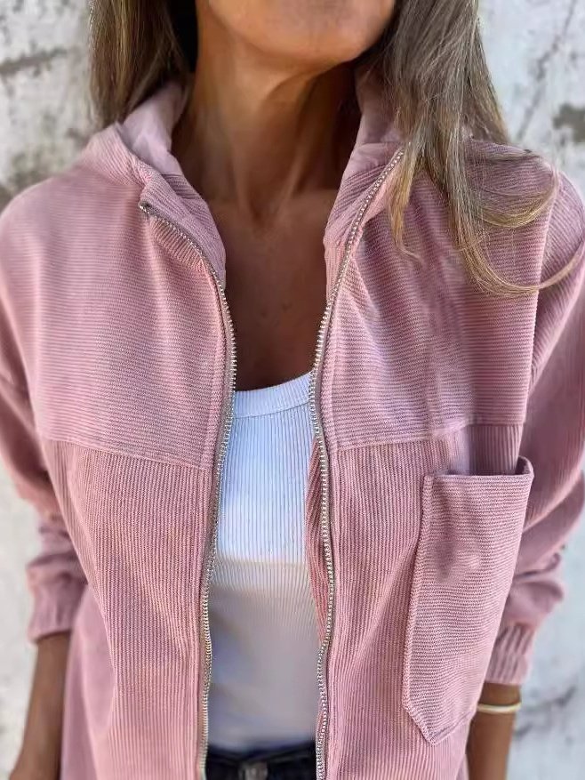 Damen Frühling/Herbst Oberbekleidung Retro Nahtverarbeitung Unifarben Langarm Stehkragen Jacke