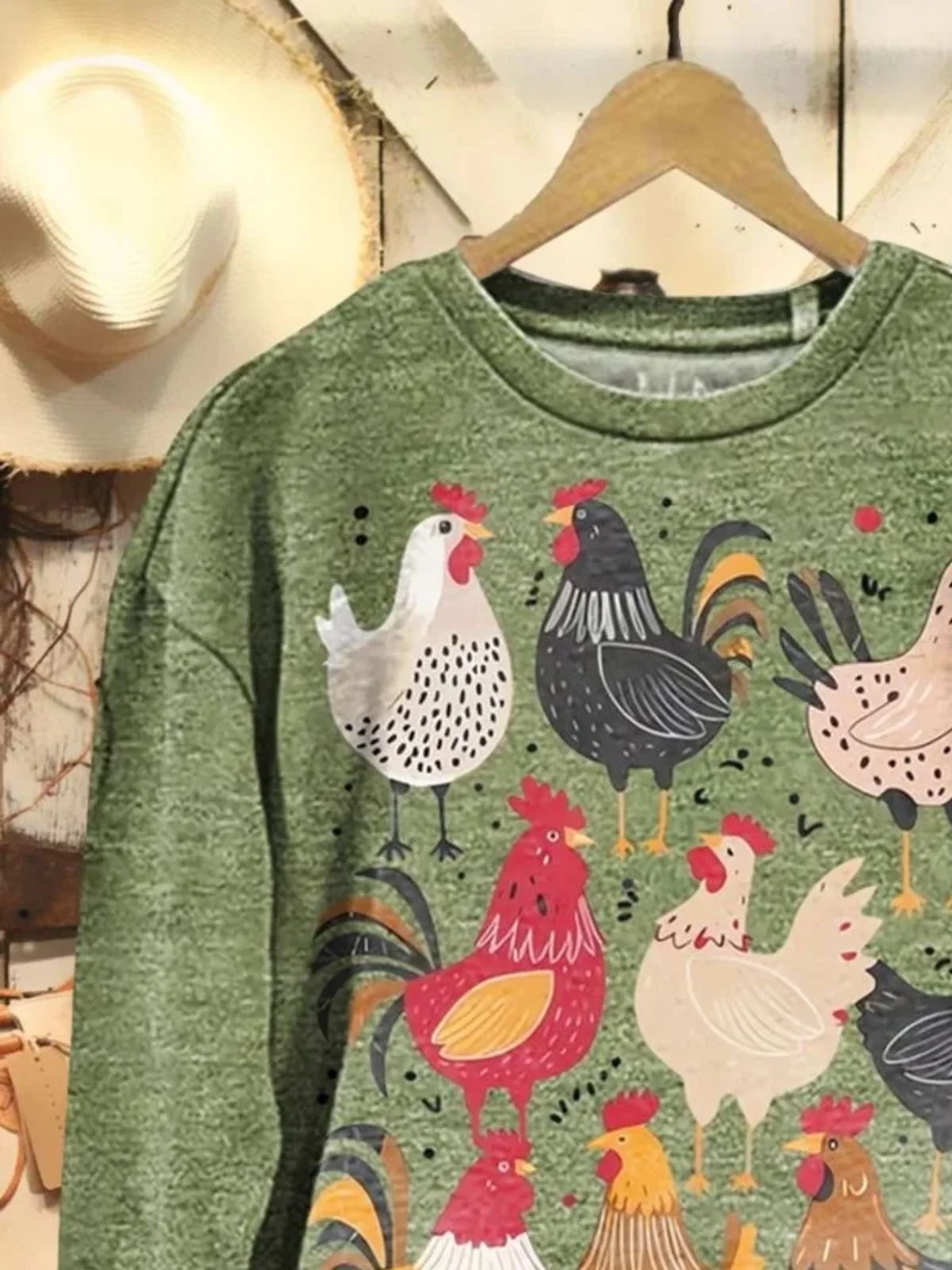 Retro Rundhals Tier Sweatshirt