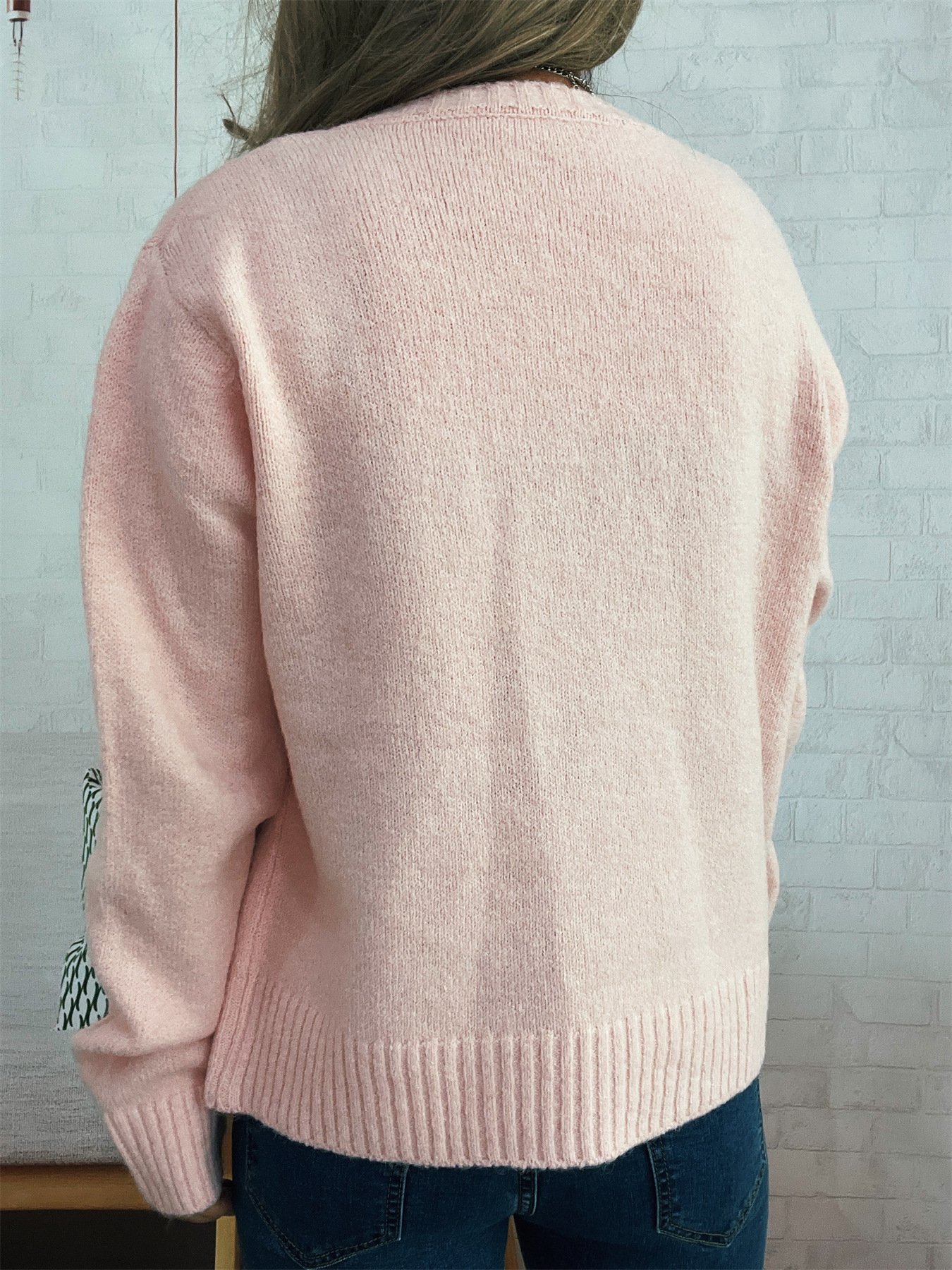 Damen Baumwolle Unifarben Langarm Bequem Lässig Strickjacke