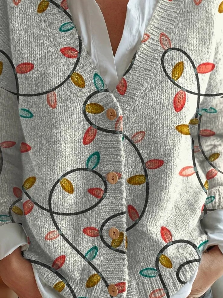 Damen Weihnachten Langarm Bequem Retro Strickjacke