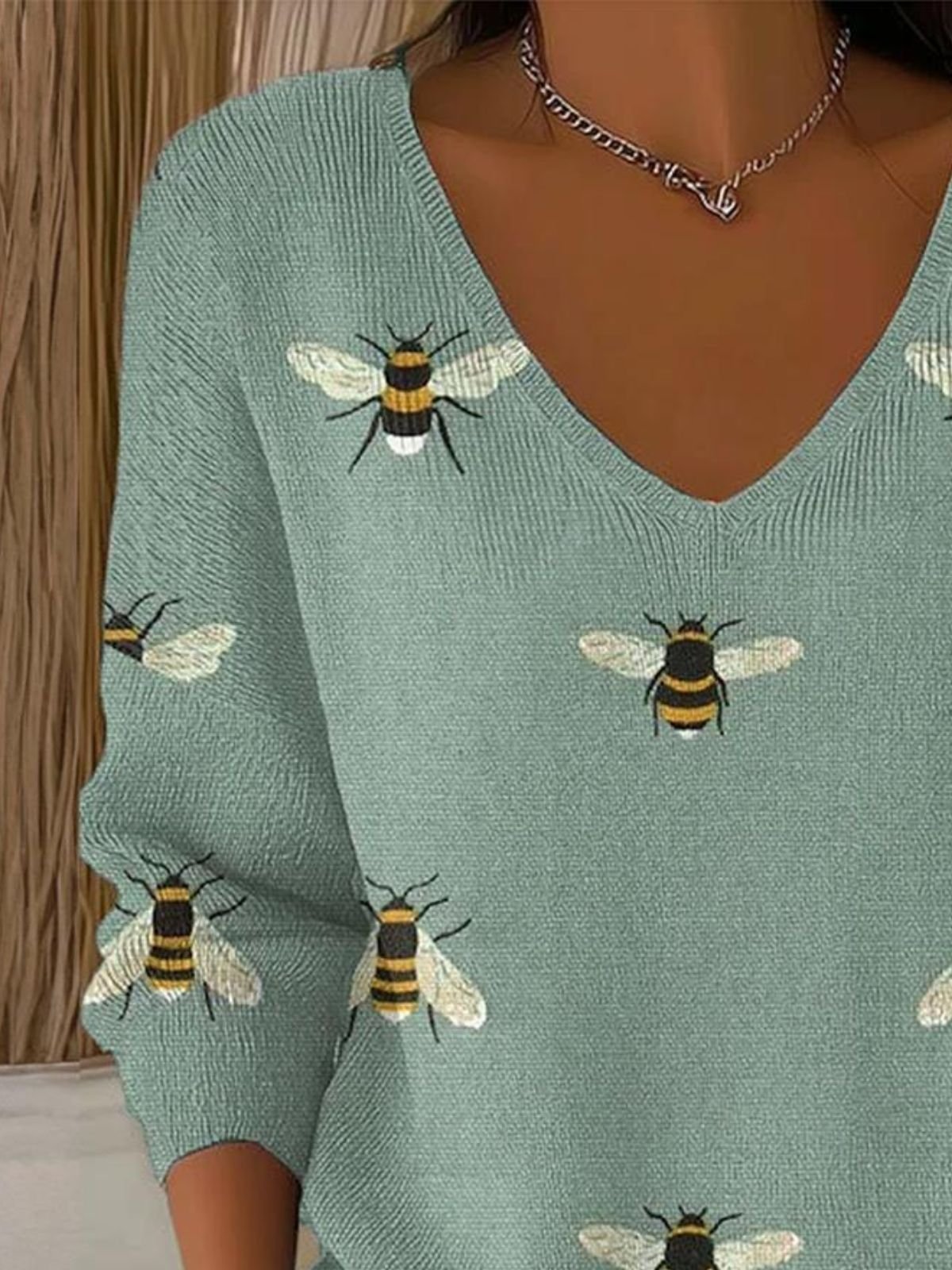 Damen Baumwolle Tier Langarm Bequem Lässig Pullover