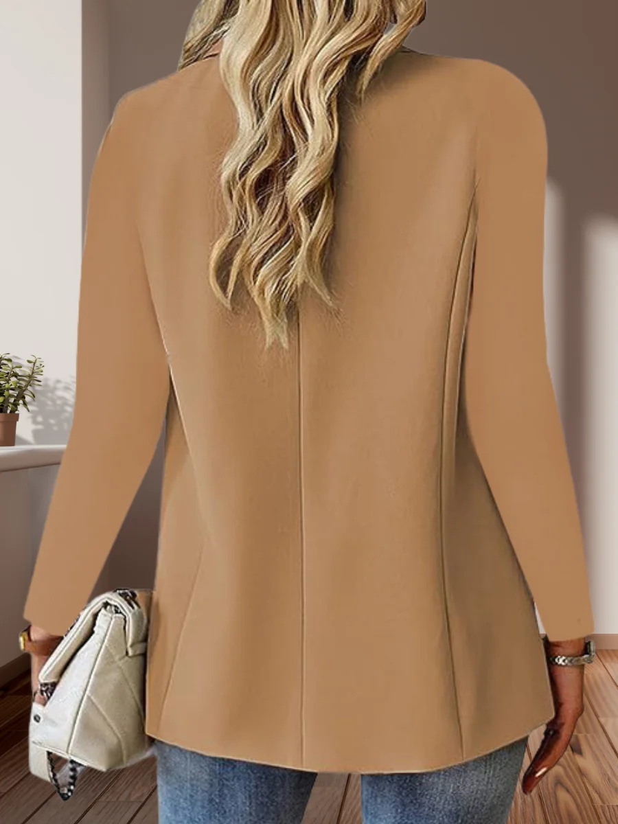 Damen Unifarben Frühling/Herbst Oberbekleidung Retro Nahtverarbeitung Langarm Regelmäßig Blazer