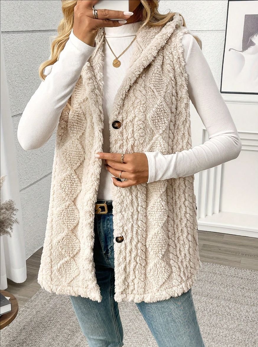 Damen Baumwolle Unifarben Ärmellos Bequem Lässig Strickjacke