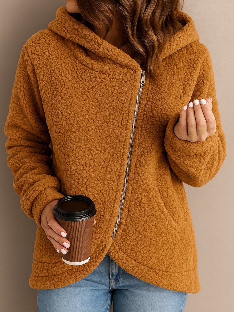 Damen Winter Oberbekleidung Lässig Unifarben Langarm Kapuze Jacke